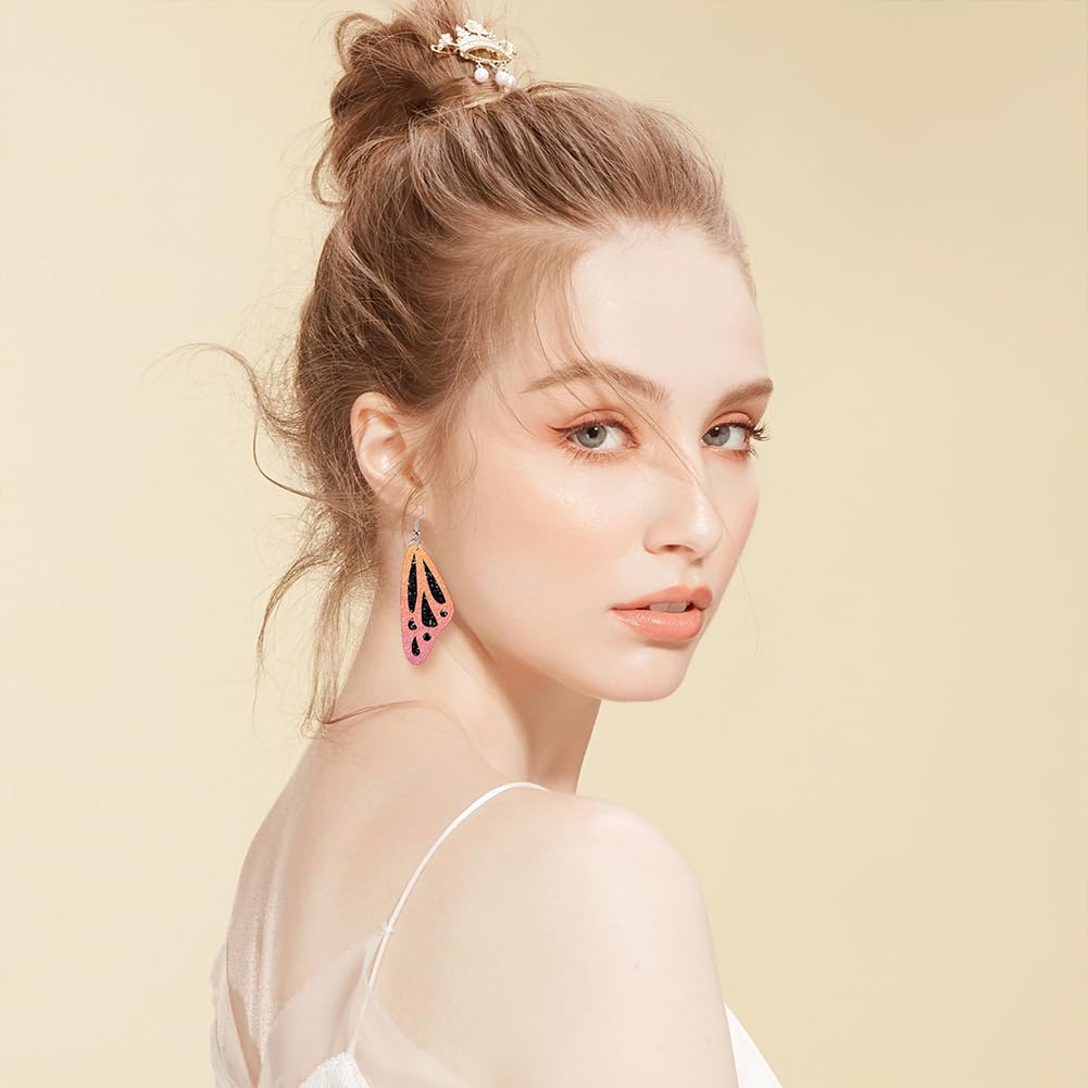 SUPERDANT Leather Earrings Cutting Die Butterfly Dangle Earrings Wings Die Cutter Women Pendant Cuts Machine Faux Leather Dies for Butterfly Lover Jewelry Gifts DIY Decoration