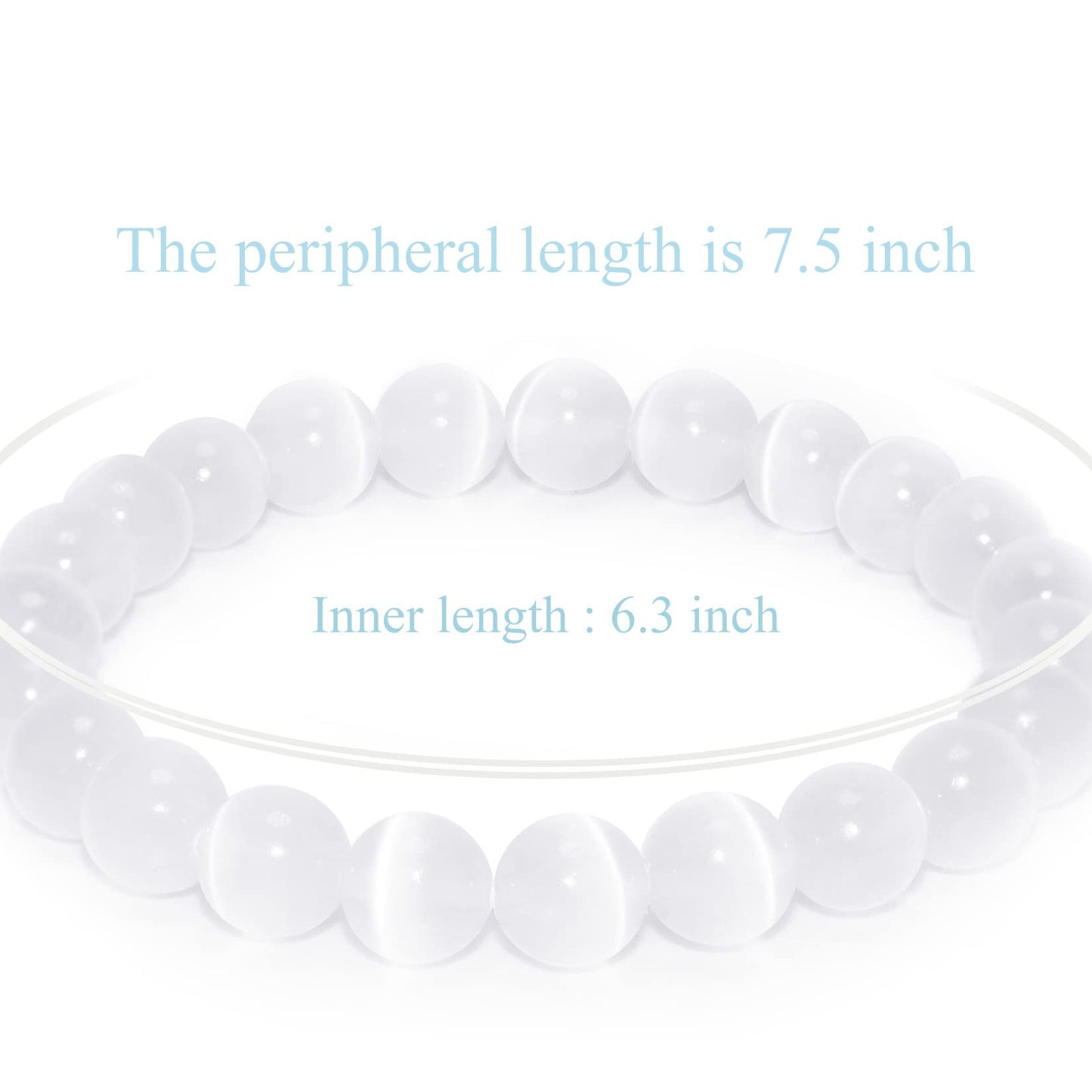 DAZCOLO 8mm Natural Gemstone Stretch Bracelet, Handmade Unisex Crystal Bracelets for Meditation, Yoga, Spiritual Healing & Positive Energy (Selenite)