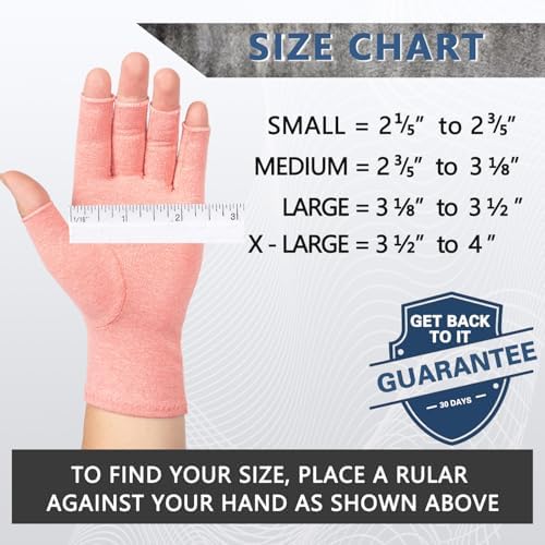 2 Pairs Arthritis Compression Gloves for Women Men, Fingerless Breathable & Moisture Wicking Compression Gloves for Relieving Carpal Tunnel Aches, Rheumatoid Pains, Joint Swell Pink M