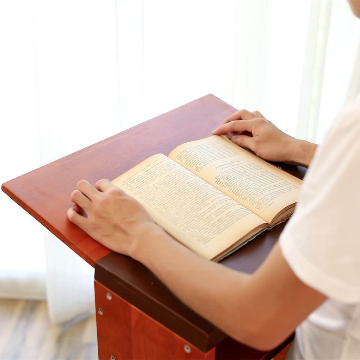 Shyneer Prayer Bench Stool Table, Wooden Church Prayer Chair Padded Kneeler Shelf Folding Chair for Kneeling at Home