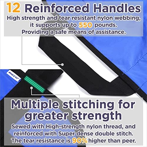 Multipurpose 72" x 40" Positioning Bed Pad with Reinforced Handles - Reusable & Washable Transfer Sheet for Turning, Lifting & Repositioning - Double-Sided Nylon Fabric, Blue