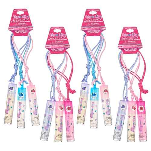 12pc Lip Gloss Necklace, Fruit Flavored Lip Gloss Set, Lip Gloss Value Pack, Teen Girls Party Favors, Non Toxic Lip Gloss Necklaces For Girls