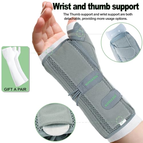 Wrist Brace With Thumb Support for Dequervains Tendonitis,Thumb Brace for Carpal Tunnel, Wrist ganglion cyst, Arthritis Pain Relief,Thumb Spica Splint for night rest(Left Hands,Small)
