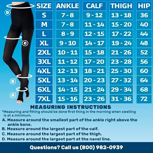 ABSOLUTE SUPPORT Womens Opaque Compression Pantyhose with Open Toe 20-30mmHg - Compresion Tights with Open Toe for Women Circulation, Deep Vein Thrombosis, Swollen Veins, Venous Ulcers - Black, Small