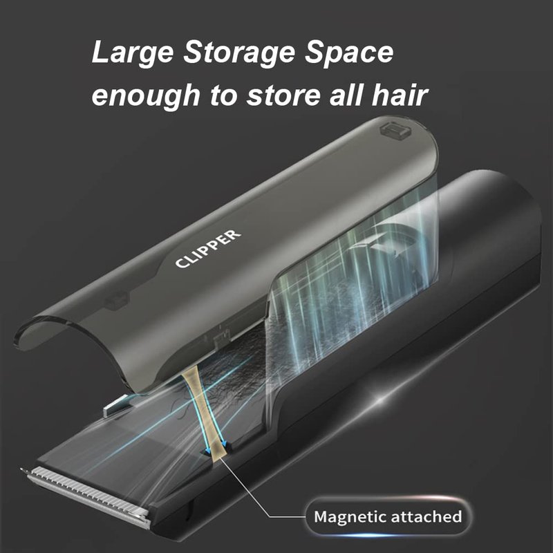 Bufccy Professional Vacuum Hair Clippers for Mens, Cordless Hair Clipper Beard Trimmer Kit with Vacuum Powerful Hair Suction, Waterproof, Rechargeble for Beards, Facial Hair, Stubble
