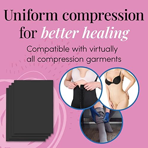 IMPRESA [4 Pack] Black Lipo Foam - Post Surgery Liposuction Foam for Use with Post Liposuction Surgery Compression Garments