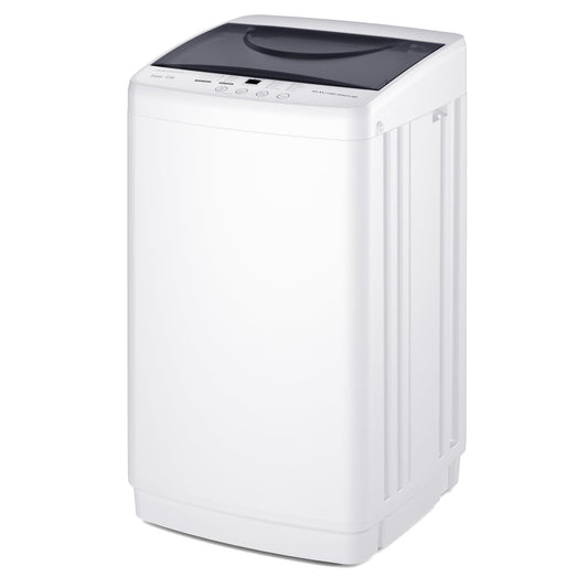 NEWBULIG 1.06 Cu.Ft. Portable Washing Machine, 7.7LBS Full-Automatic Laundry Washer with Stainless Steel Drum, 10 Wash Cycles & Auto-Balance, Compact Washer for Apartment RV Dorm Camping, White