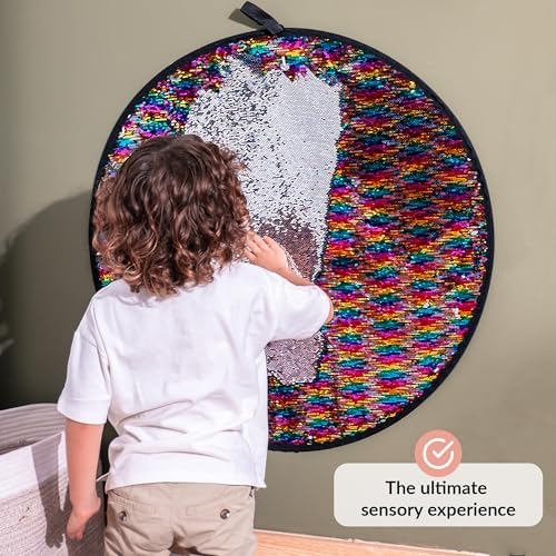 ODOXIA Sequin Fabric Sensory Wall | Sensory Room Must Haves | Sequin Wall | Sensory Wall for Classroom | Reversible Sequin Fabric | Sensory Wall Toy