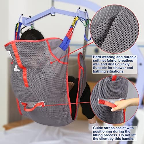 Universal Full Body Patient Lift Sling, Mesh Fabric Patient Sling Transfer and Bathing aids, 500lb Weight Capacity (Small)