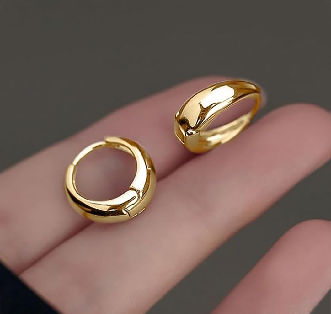 3Pairs Gold Hoop Earrings Set for Women Trendy Chunky Huggie Dainty Earring Jewelry for Women Teens (Gold - 3 Pairs)
