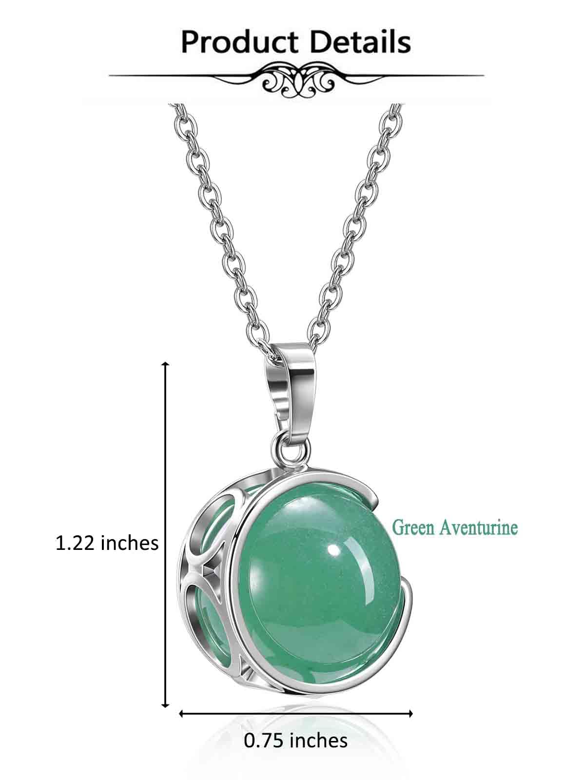 Top Plaza Green Aventurine Healing Crystal Stone Necklace Round Ball Rotating Natural Gemstone Pendant Necklace for Women Energy Jewelry Christmas Gifts