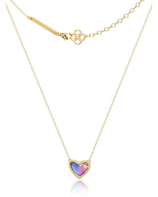 AICase 18K Gold Plated Heart Pendant Necklace for Women,Fashion Dainty Simple Adjustable Length Jewelry,Anniversary Birthday Gifts for Women/MoM/Sister/Friends/Her/Wife/Grandma/Coworker_Colorful
