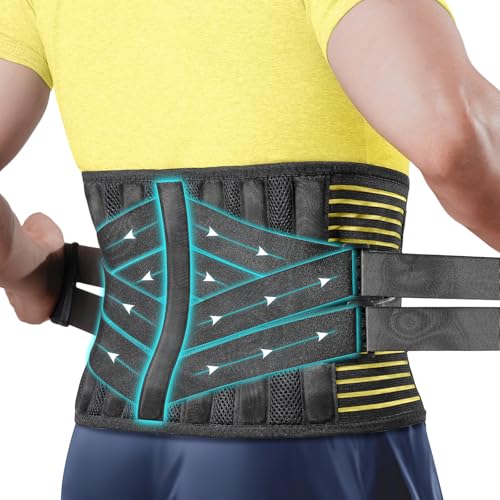 Back Brace for Women Men Lower Back Pain with 7 Bionic Metal Stays, Strong Support for Herniated Disc, Sciatica, More Pain Relief! Breathable Work Back Support Belt for Heavy Lifting M(33"-39")