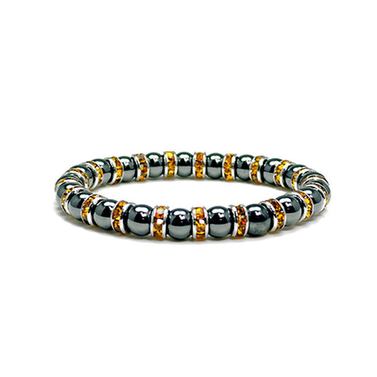 Accents Kingdom Magnetic Bracelet Women's Tuchi Simulated Pearl Hematite Magnetic Therapy Bracelet with Simulated Citrine Crystal, 7.5"