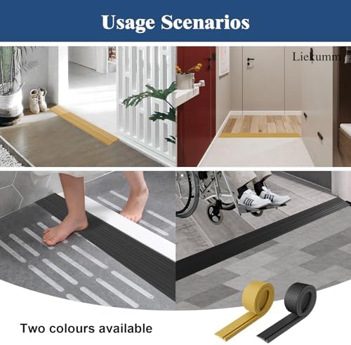 LIEKUMM 1" Rise PVC Threshold Ramp for Doorways, Wheelchair Ramp with 1700 lbs Capacity, Portable Door Ramp for Electric Wheelchairs, Strollers, Garage, Robot Vacuums, Yellow