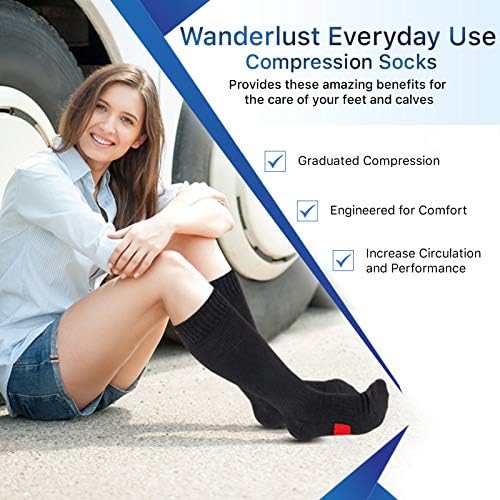 Wanderlust Everyday Use Compression Socks - Support Stockings for Men & Women