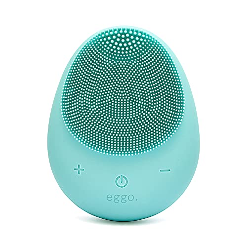 Eggo¢ç Sonic Facial Device - Electric Cleanser & Exfoliator, Vibrating Massager, Silicone Brush for All Skins, Deep Clean, Anti-Aging, Waterproof, Rechargeable Tool (Turquoise)