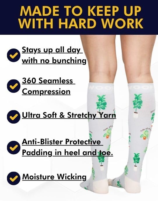 Compression Socks for Women & Men Circulation - 15-20 mmHg Compression Socks - Best Support for Nurses, Running, Athletic