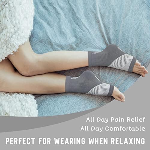 Compression Socks for Women & Men Open Toe (3 Pairs), Ankle Brace Compression Sleeve with Neuropathy, Foot Compression sleeve for Swelling, Pain & Plantar Fasciitis Relief (Gray, S)