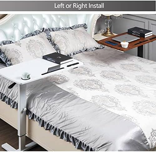 Overbed Table,Hospital Bed Table,Pneumatic Bed Tables Adjustable Over The Bed with Hidden Wheels&USB Port,Mobile Laptop Table Cart and Rolling Bedside Table with Tray Hospital Home Use-White