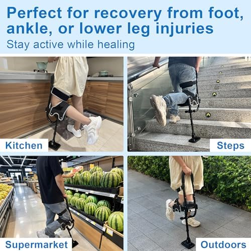Hands Free Crutch with Safety Kneepad, Peg Leg Crutch Alternative for Adults, Comfortable Knee Crutches for Foot, Ankle, and Lower Leg Injuries- Suitable for Both Left and Right Feet