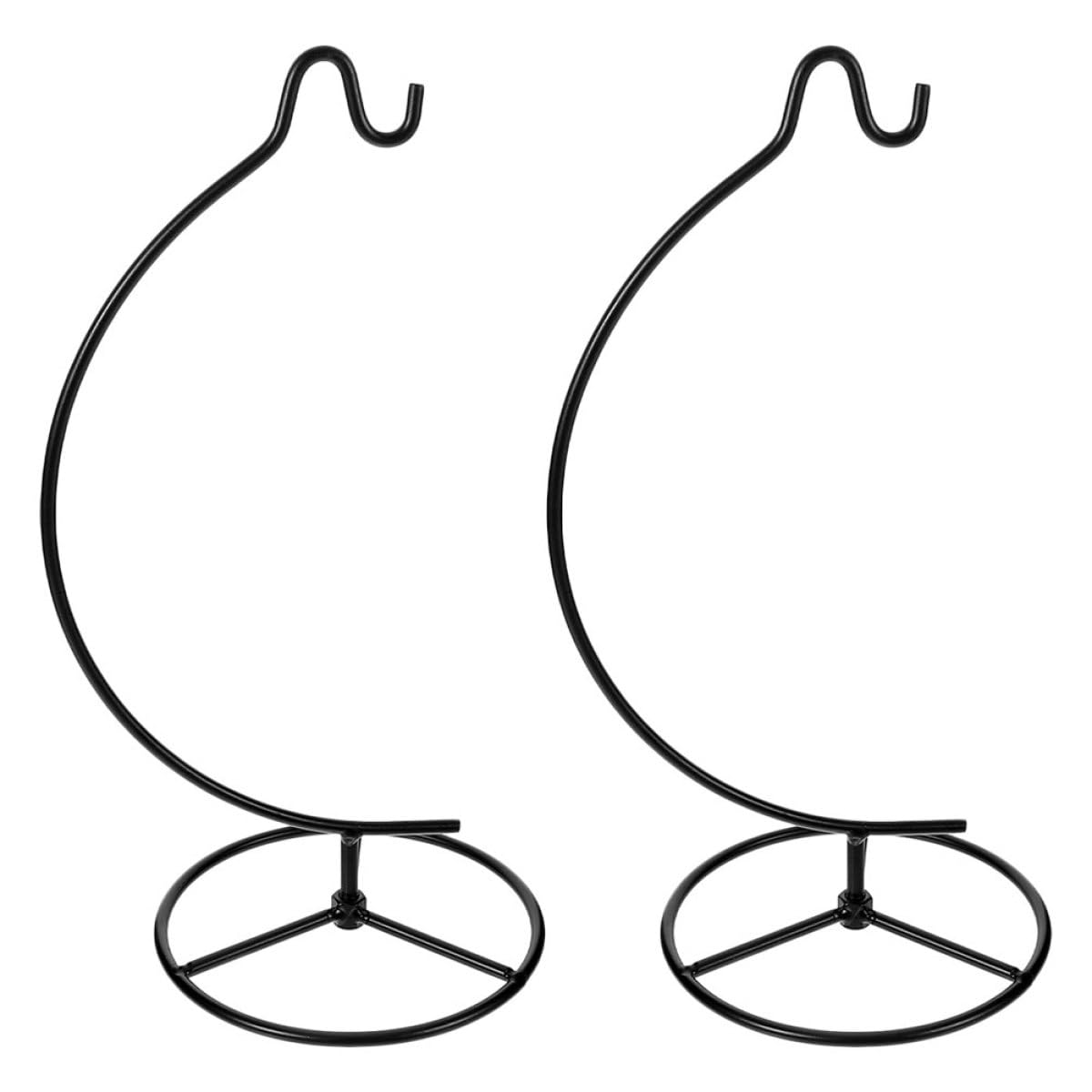 Operitacx 2pcs Metal Ornament Hanger Air Plant Frame with Iron Hook Rack, Small Hanging Plant Display Stand for Home Décor, Black Crescent-shaped Hanging Holder for Indoor Use