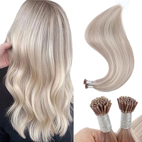 Sixstarhair I Tip Hair Extensions Human Hair Highlight Color Blonde 20/60 Gold Blonde With Ash Blonde I Tip Human Hair Soft Cold Fusion Itip Hair Extensions Remy Human Hair 24 Inch 50g/Pack
