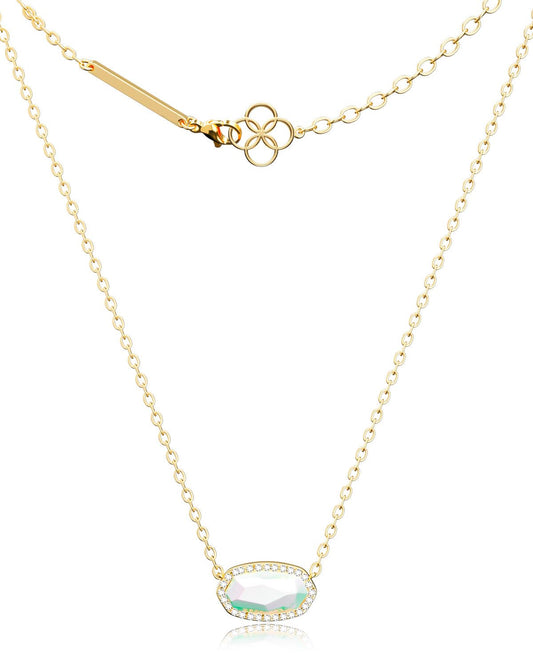 AICase 18K Gold Plated Pendant Necklace for Women,Diamond Rhinestone Dainty Fashion Jewelry,Anniversary Wedding Birthday Gifts for Women/MoM/Sister/Friends/Her/Wife/Grandma/Coworker_White