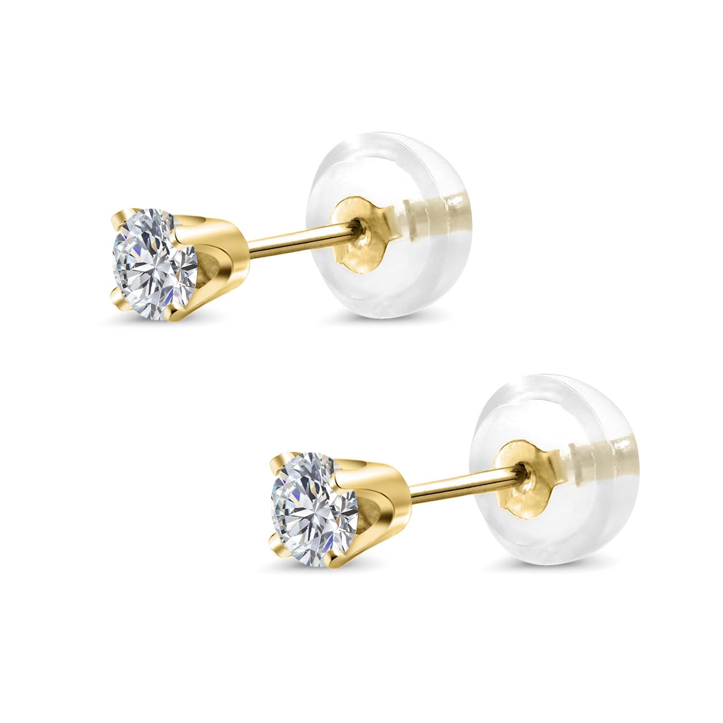 Gem Stone King 0.20 to 6 Cttw 14K Gold Lab Grown Diamond Stud Earrings | Gold Earrings For Women Men | E-F Color | VS1-VS2 Clarity | Yellow Gold | 0.20 Carats - Not IGI Certified