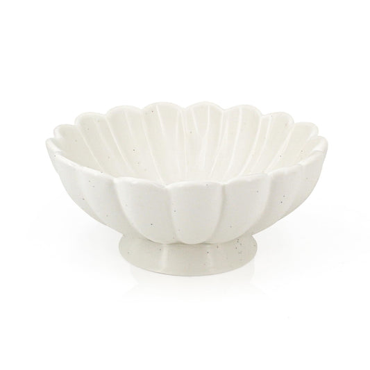 Accessoryway 8" White Fluted Scalloped Decorative Bowls -Moderate Ceramic Fruit Bowl for Kitchen Counter, Elegant Wavy Edge Centerpiece Bowls for Home Decor, Perfect for Housewarming &Wedding Gift