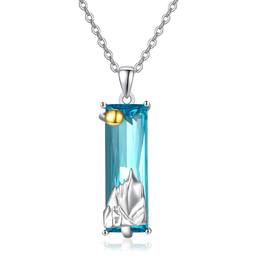 AENEAS Valentines Day Gifts for Women Her Mountain Necklace for Women 925 Sterling Silver Crystal Nature Jewelry Gift for Skiers Hikers Campers Climbers and Nature Lovers