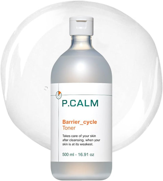 P.CALM Barrier Cycle Toner – Azulene & Centella Asiatica for Deep Hydration & Skin Barrier Strengthening, Korean Vegan Facial Toner for Sensitive Skin (500ml / 16.9 fl.oz)