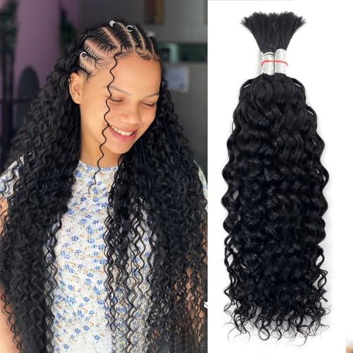 Forevermore Water Wave Bulk Human Hair No Weft boho Knotless Braids Human Hair 26 Inch Remy Human Hair For Braiding 2 Bundles Braids Per Pack 100g Micro Braiding Human Hair Wet and Wave Natural Color
