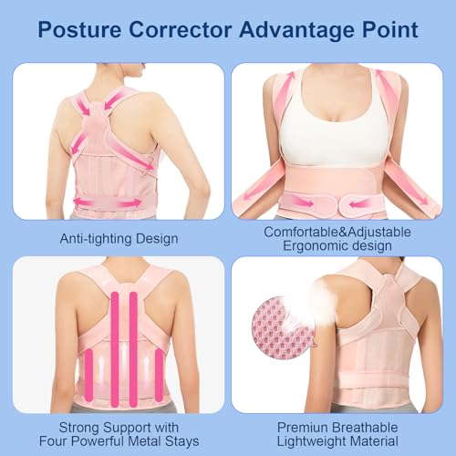 Back Brace Posture Corrector for Women and Men: Adjustable Shoulder Straightener,Back Support for Upper and Lower Back Pain Relief - Scoliosis, Hunchback,Hump, Thoracic,Spine Corrector ,M(31.5"-37.4")