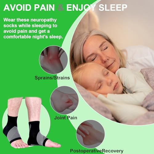 4Pairs Mixed Colors Compression Socks For Women & Men, Foot Neuropathy Socks, Nano Neuropathy Socks Dr - Sock Soothers For Neuropathy Sleep Socks, Comprex Ankle Brace Sleeves(Medium)