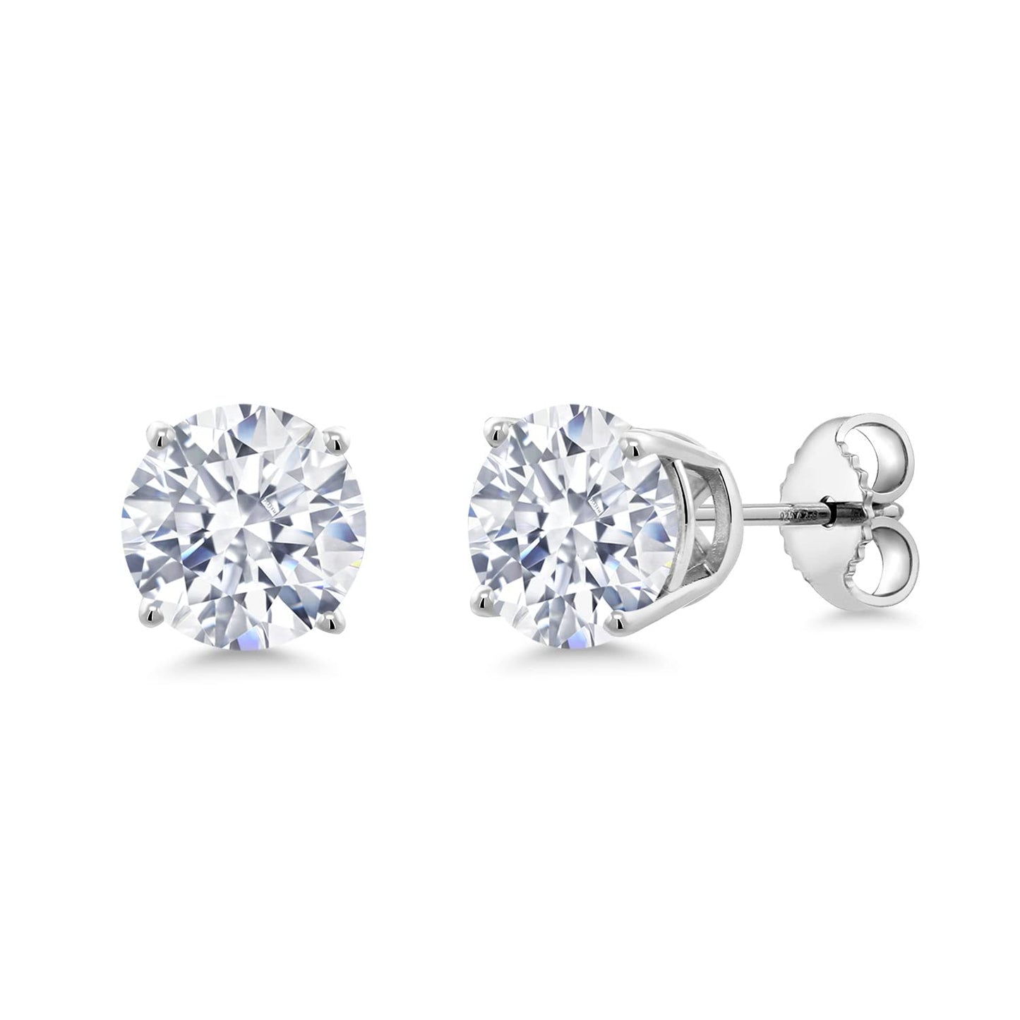 Gem Stone King 2-4 Cttw Round Gemstone Birthstone Stud Earrings For Women Men | 925 Sterling Silver | Round 7MM | Fine Jewelry Gifts for Women Her Mom Wife Men | White Zirconia
