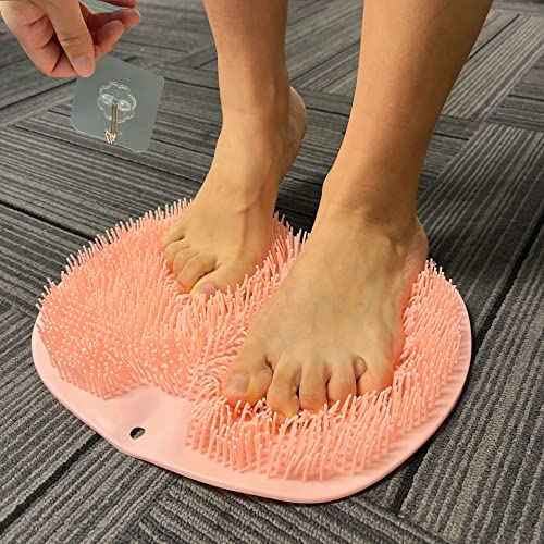 2PACK Shower Foot Scrubber Mat Back Washer Back Exfoliating Bath Wash Pad Wall Mounted Slip Suction Cups Foot Scrubber for Use in Shower Cups Foot Cleaner for Men and Women