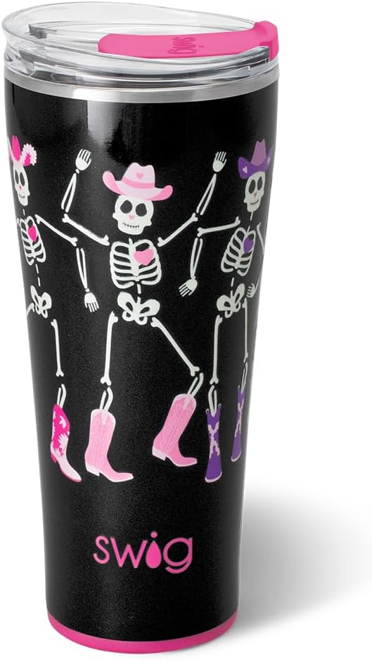 Swig Life 32oz Insulated Tumbler, Halloween Travel Coffee Tumbler with Lid, Cup Holder Friendly Travel Coffee Mug, Stainless Steel, 32 oz, Reusable Insulated Mug with Lid (Let's Go Ghouls)