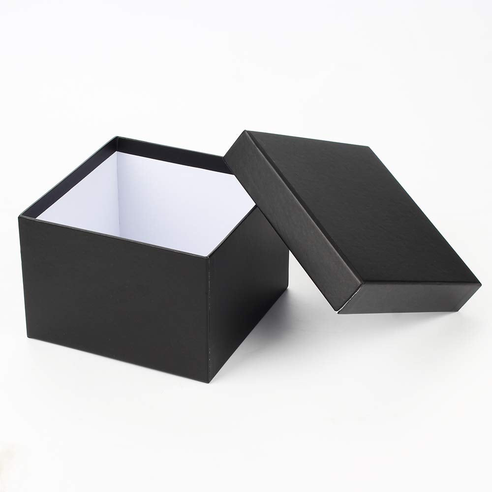 Oairse Small Gift Boxes with Lids Nesting Black Gift Boxes for Presents Set of 4 Present Boxes for Flower Arrangements Paper Mache Boxes for Bridesmaid, Proposal, Wedding, Birthday, Party Favor