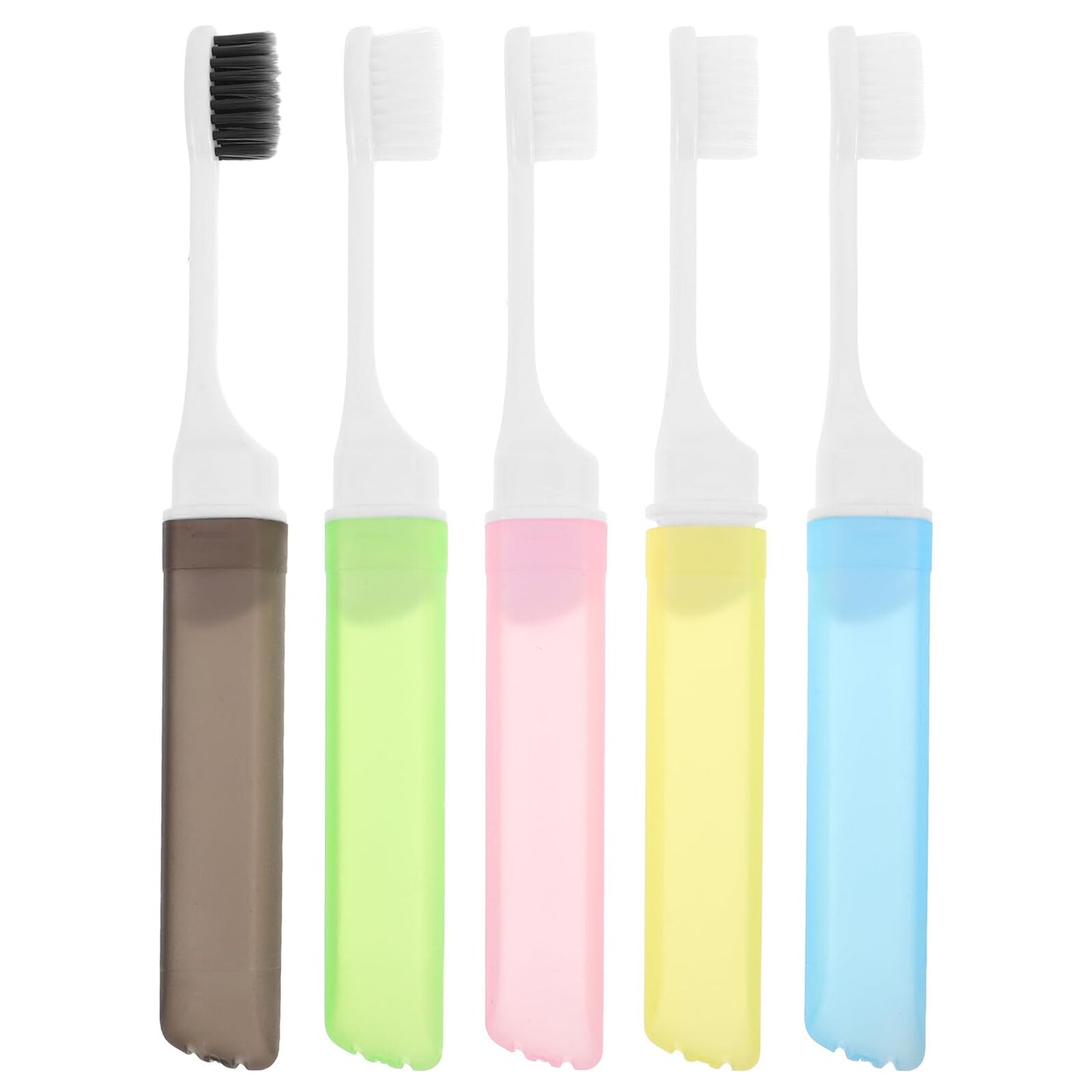 HIAKDOFT Portable Folding Toothbrush Set 5pcs with Soft Bristles Compact Travel Size Toothbrush Kit for Business Trips Hotel Use and Daily Household Oral Care