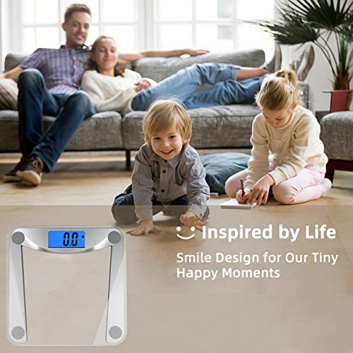 Vitafit Digital Bathroom Weight Scale for Body Weight, Extra Large Blue Backlit LCD and Step-On, 11.8x11.8in, 400lb,