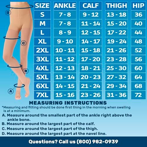 ABSOLUTE SUPPORT Compression Tights for Women 20-30mmHg with Open Toe - Opaque Graduated Support Pantyhose for Swelling, Edema, Varicose Veins Circulation during Pregnancy - Beige, X-Large - A214BE4