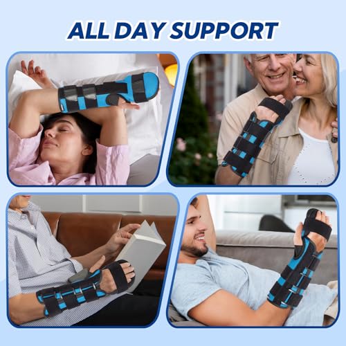 Resting Hand Splint, Stroke Hand Wrist Brace for Carpal Tunnel Wrist Night Support, Pain Relief for Stroke Recovery, Flexion Contractures, Arthritis, Tendonitis, Right Hand, S