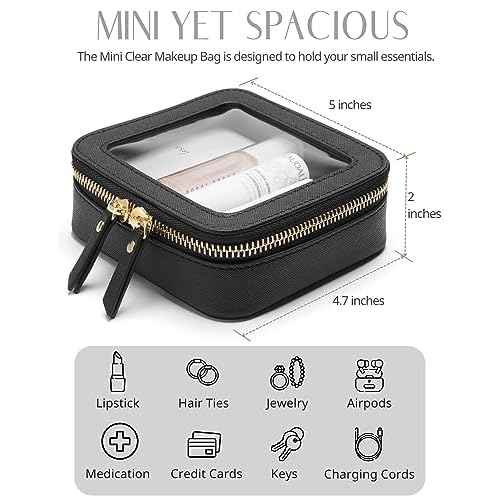 Popvibe Clear Makeup Bag Travel Cosmetic Case Transparent Toiletry Bag with Zipper, Portable Make Up Organizer Traveling Compact Car Bag for Essentials