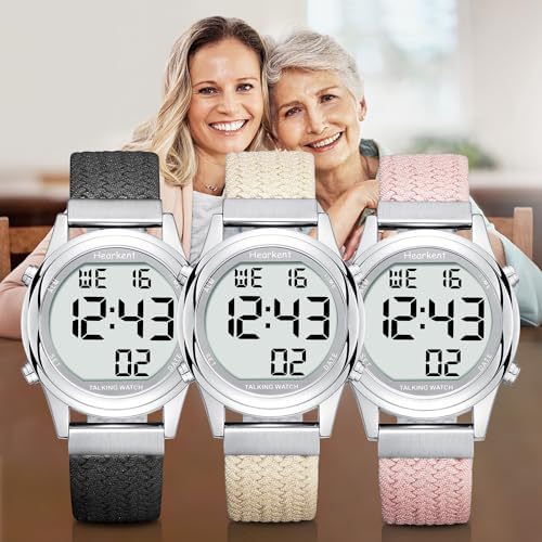 Digital Talking Watch for Ladies with American Accent Voice LCD Big Numbers Watch for Visually impaired, Elderly or Blind People