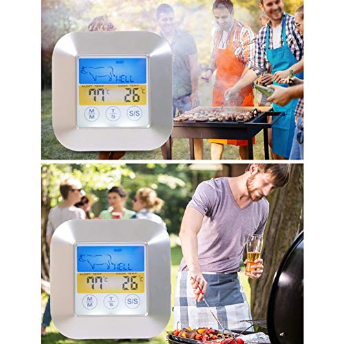 BERHUTJ Touchscreen Digital Food Meat Thermometer Timer Alert for Kitchen Cooking BBQ Grill