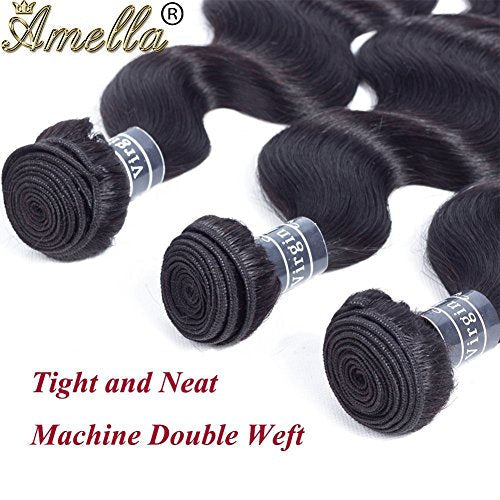 Amella Hair Brazilian Body Wave Bundles 8A Human Hair Bundles Body Wave 20 20 20inch Brazilian Hair Bundles 100% Unprocessed Virgin Weave