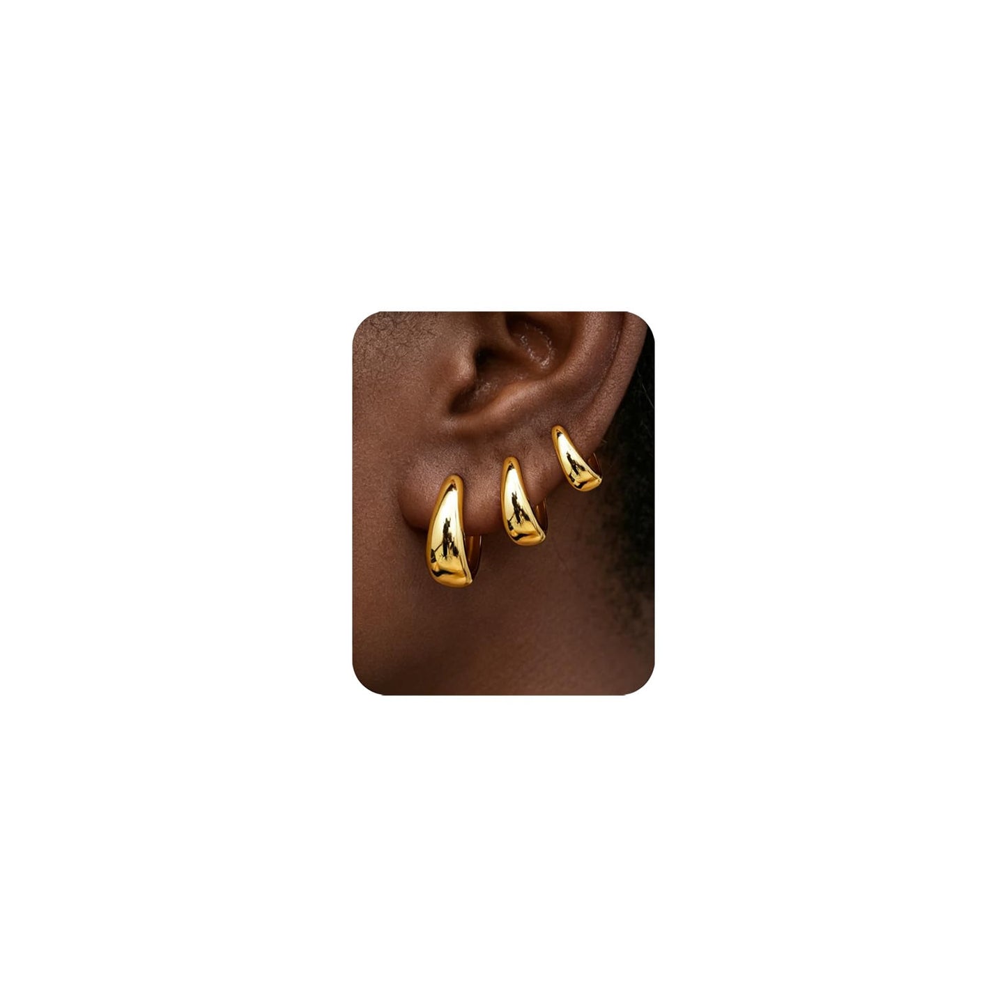 3Pairs Gold Hoop Earrings Set for Women Trendy Chunky Huggie Dainty Earring Jewelry for Women Teens (Gold - 3 Pairs)