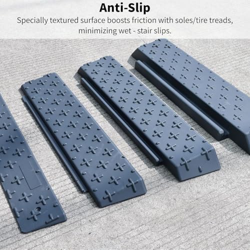Plastic Slip-Resistant Modular Threshold Ramp - Universal Access Ramp for Wheelchairs, Scooters, Walkers & Safe Pedestrian Passage (6 inch)