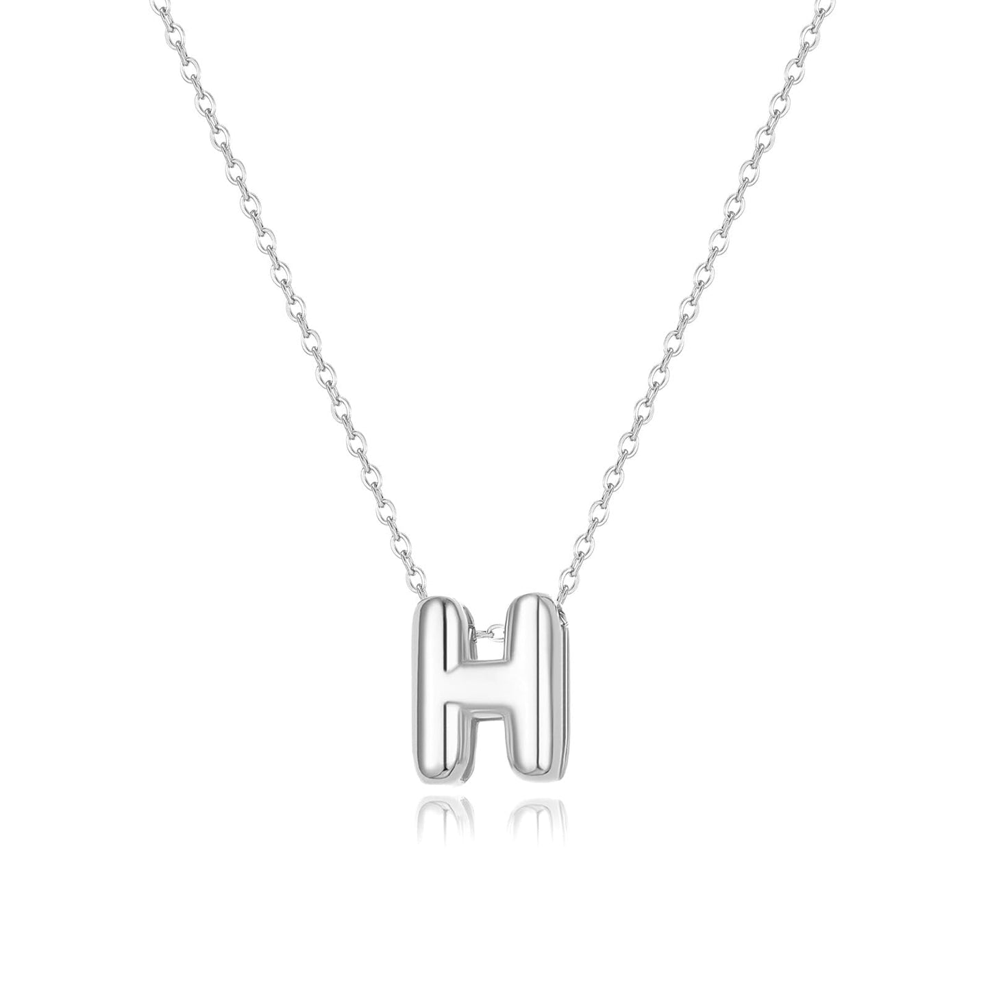 CUEZIY Bubble Silver Letter Necklace Initial Necklaces for Women Dainty Personalized Charm Pendant Name Necklace Cute Non Tarnish Fashion Accessories Teen Gift Trendy Stuff Silver Jewelry Gifts